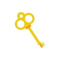 retro golden key fairytale object isolated icon vector