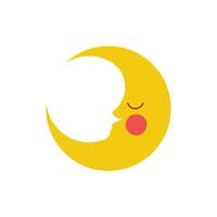 cute moon character isolated icon vector