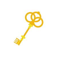 retro golden key fairytale object isolated icon vector