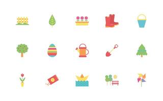 bundle of spring set icons vector