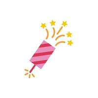 firework rocket with stars flat style icon vector