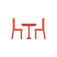 wooden table and chairs furniture isolated icon vector