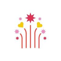 fireworks explosion splash with stars and heart vector
