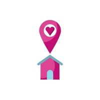 happy valentines day house with pin location and heart vector