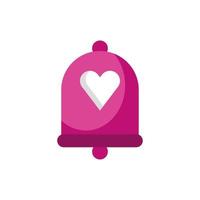 happy valentines day bell with heart icon vector
