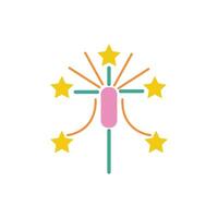 firework rocket with stars flat style icon vector