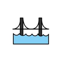 bridge with waves isolated icon vector