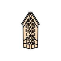 icono de estilo de relleno de edificio de nueva york vector