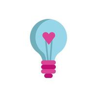 happy valentines day bulb with heart icon vector