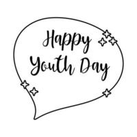 happy youth day lettering in speech bubble line style vector