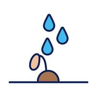growth plant with drops line and fill style icon vector