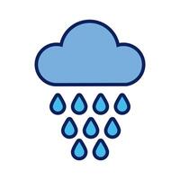 cloud with rain drops line and fill style icon vector