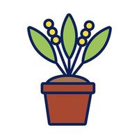 growth plant with seeds in ceramic pot line and fill style icon vector