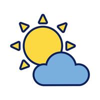 cloud and sun line and fill style icon vector