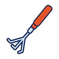 rake gardening tool line and fill style icon vector