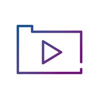 folder with play button video content gradient style icon vector