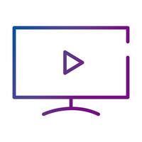 computer display with play button video content gradient style icon vector