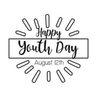 happy youth day lettering with burst line style vector