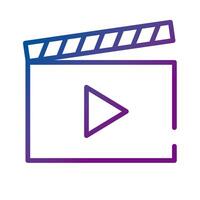 clapperboard with play button video content gradient style icon vector