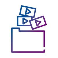 folder with play buttons video content gradient style icon vector