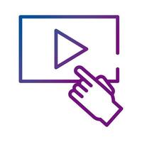 hand with play button video content gradient style icon vector