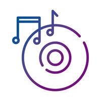 compact disk and music notes gradient style icon vector