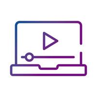 laptop with play button video content gradient style icon vector