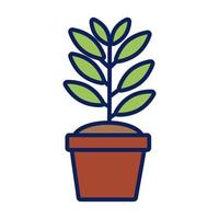 growth plant in ceramic pot line and fill style icon vector