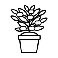 growth plant with apples in ceramic pot line style icon vector