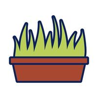 growth plant in ceramic pot line and fill style icon vector