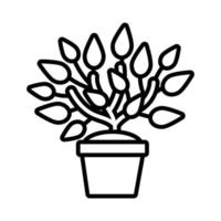 growth plant in ceramic pot line style icon vector