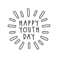 happy youth day lettering with burst line style vector