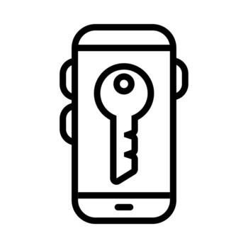 smartphone device with key line style icon vector