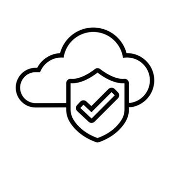 Computación en la nube con icono de estilo de línea de escudo vector