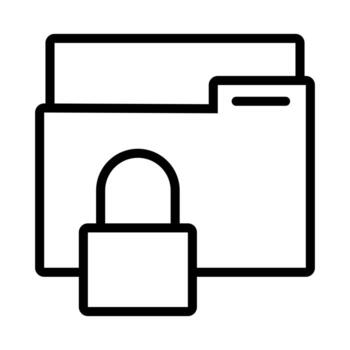 safe padlock with folder data security line style vector