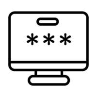 desktop computer with password line style icon vector