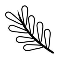 branch with leafs line style icon vector