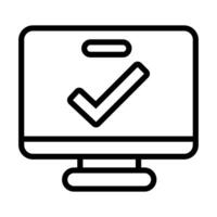 desktop computer with check symbol line style icon vector