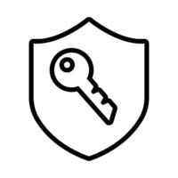 shield secure with key line style icon vector