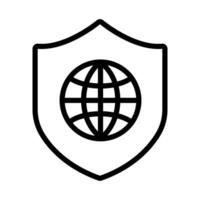 shield secure with sphere browser line style icon vector
