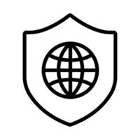 shield secure with sphere browser line style icon vector