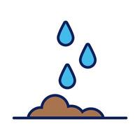 rain drops in ground line and fill style icon vector