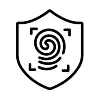 shield secure with fingerprint line style icon vector