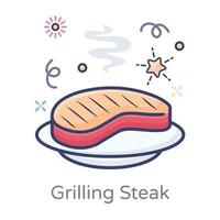 Grilling Steak Concept vector