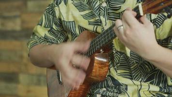 homem tocando ukulele no havaí video