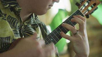 homem tocando ukulele no havaí video