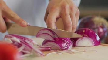 Close up shot of man cutting an onion video