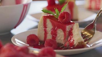 Taking bite of cheesecake video