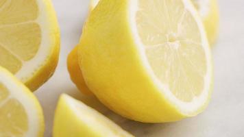 Close-up shot of fresh sliced lemons video