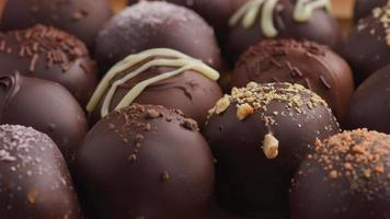 Assortment of chocolate truffles video